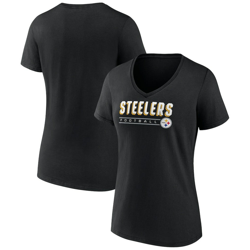 Pittsburgh Steelers Women's Primary Play V-Neck T-Shirt Black | NFL