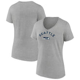 Seattle Seahawks Women's Team Arc V-Neck T-Shirt Heather Gray | NFL