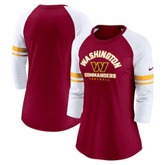 Washington Commanders Women's Fashion 3/4-Sleeve Lightweight Raglan Fashion T-Shirt Burgundy | Nike for Sale