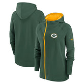 Green Bay Packers Women's Asymmetrical Raglan Full-Zip Hoodie Green | Nike for Sale