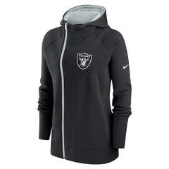 Las Vegas Raiders Women's Asymmetrical Raglan Full-Zip Hoodie Black | Nike for Sale