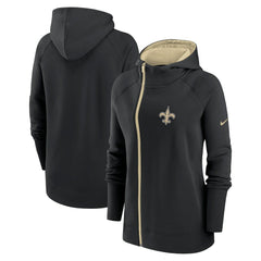 New Orleans Saints Women's Asymmetrical Raglan Full-Zip Hoodie Black | Nike for Sale