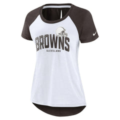 Cleveland Browns Women's Back Slit Lightweight Fashion T-Shirt White/Heather Scarlet | Nike for Sale