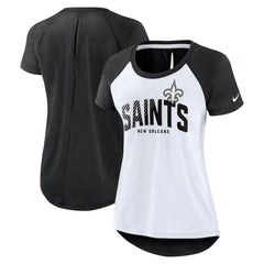 New Orleans Saints Women's Back Slit Lightweight Fashion T-Shirt White/Heather Scarlet | Nike for Sale