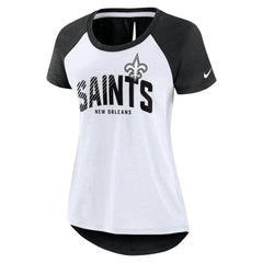 New Orleans Saints Women's Back Slit Lightweight Fashion T-Shirt White/Heather Scarlet | Nike for Sale
