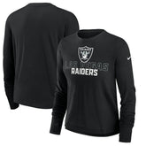 Las Vegas Raiders Women's Modest Crop Performance Long Sleeve T-Shirt Black | Nike for Sale