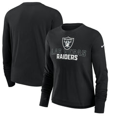 Las Vegas Raiders Women's Modest Crop Performance Long Sleeve T-Shirt Black | Nike for Sale