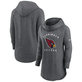 Arizona Cardinals Women's Raglan Funnel Neck Pullover Hoodie Heather Charcoal | Nike for Sale
