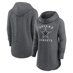 Dallas Cowboys Women's Raglan Funnel Neck Pullover Hoodie Heather Charcoal | Nike for Sale