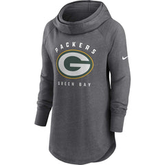 Green Bay Packers Women's Raglan Funnel Neck Pullover Hoodie Heather Charcoal | Nike for Sale