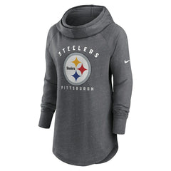 Pittsburgh Steelers Women's Raglan Funnel Neck Pullover Hoodie Heather Charcoal | Nike for Sale