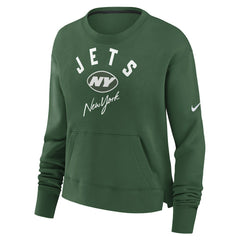 New York Jets Women's High Hip Fleece Pullover Sweatshirt Green | Nike for Sale