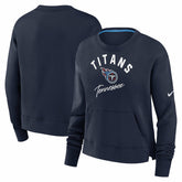 Tennessee Titans Women's High Hip Fleece Pullover Sweatshirt Navy | Nike for Sale