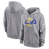 Los Angeles Rams Women's Team Logo Club Fleece Pullover Hoodie Heather Gray | Nike for Sale