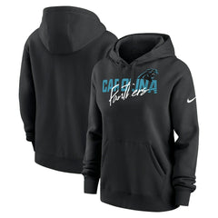 Carolina Panthers Women's Wordmark Club Fleece Pullover Hoodie Black | Nike for Sale