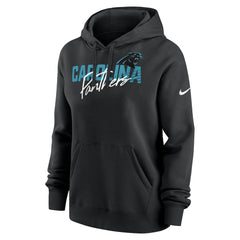 Carolina Panthers Women's Wordmark Club Fleece Pullover Hoodie Black | Nike for Sale