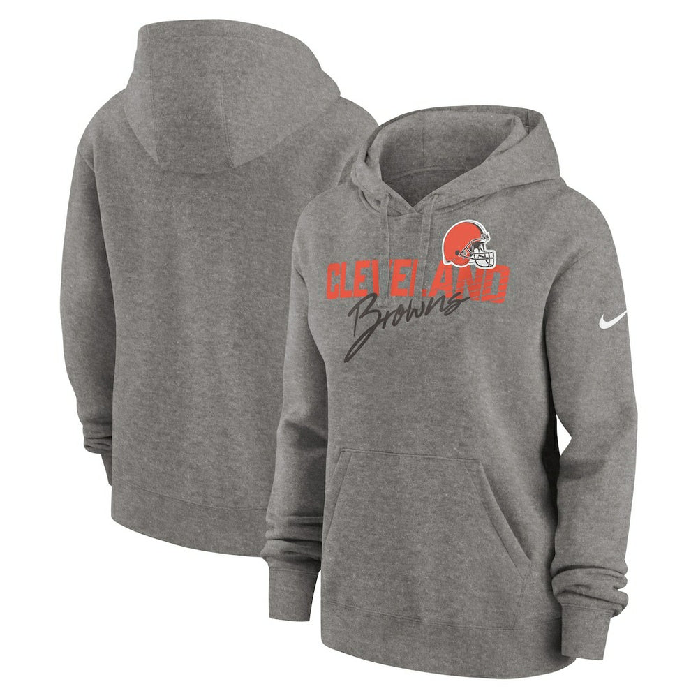 Cleveland Browns Women's Wordmark Club Fleece Pullover Hoodie Heather Gray | Nike for Sale