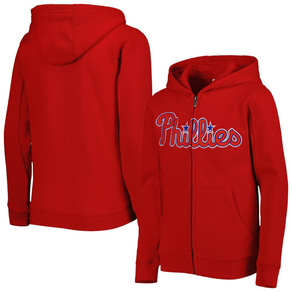 Philadelphia Phillies Youth Wordmark Full-Zip Fleece Hoodie - MLB