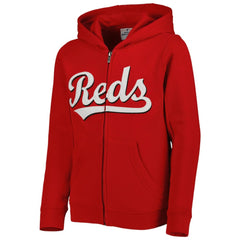 Cincinnati Reds Youth Wordmark Full-Zip Fleece Hoodie - MLB