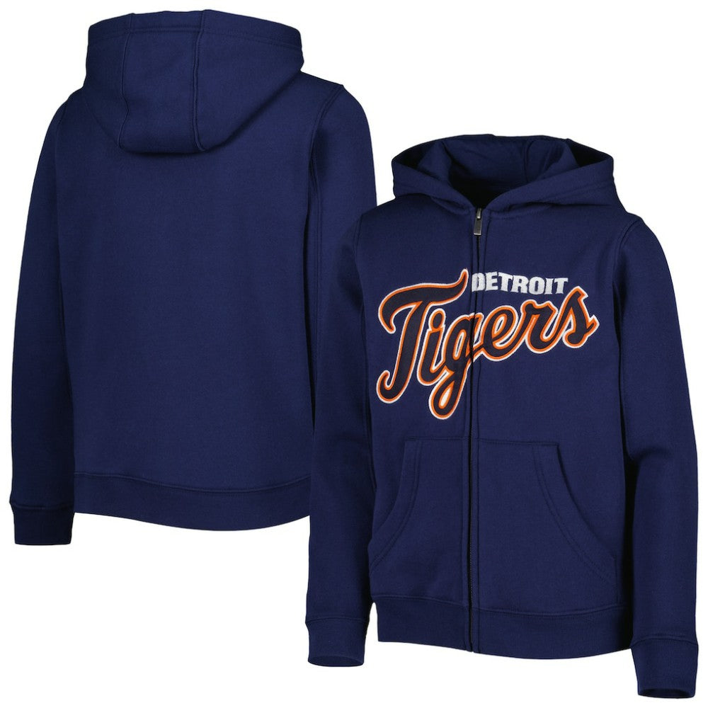 Detroit Tigers Youth Wordmark Full-Zip Fleece Hoodie - MLB