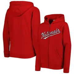 Washington Nationals Youth Wordmark Full-Zip Fleece Hoodie - MLB