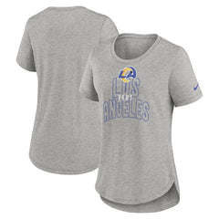 Los Angeles Rams Women's Fashion Tri-Blend T-Shirt Heather Gray | Nike for Sale