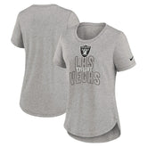 Las Vegas Raiders Women's Fashion Tri-Blend T-Shirt Heather Gray | Nike for Sale