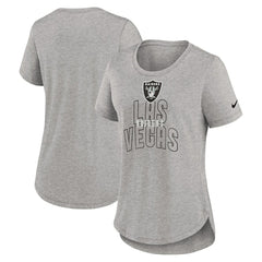 Las Vegas Raiders Women's Fashion Tri-Blend T-Shirt Heather Gray | Nike for Sale
