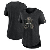 New Orleans Saints Women's Fashion Tri-Blend T-Shirt Heather Black | Nike for Sale