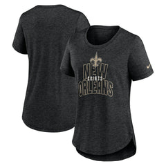 New Orleans Saints Women's Fashion Tri-Blend T-Shirt Heather Black | Nike for Sale