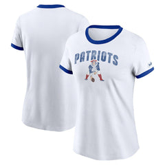 New England Patriots Women's Rewind Ringer T-Shirt White | Nike for Sale