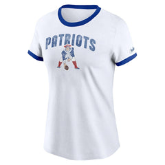 New England Patriots Women's Rewind Ringer T-Shirt White | Nike for Sale