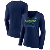 Minnesota Timberwolves Women's Tumble V-Neck Long Sleeve T-Shirt Navy - NBA