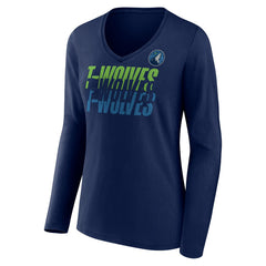 Minnesota Timberwolves Women's Tumble V-Neck Long Sleeve T-Shirt Navy - NBA