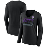 Sacramento Kings Women's Tumble V-Neck Long Sleeve T-Shirt Black - NBA