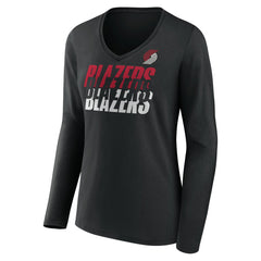 San Antonio Spurs Women's Tumble V-Neck Long Sleeve T-Shirt Black - NBA