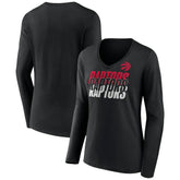 Toronto Raptors Women's Tumble V-Neck Long Sleeve T-Shirt Black - NBA