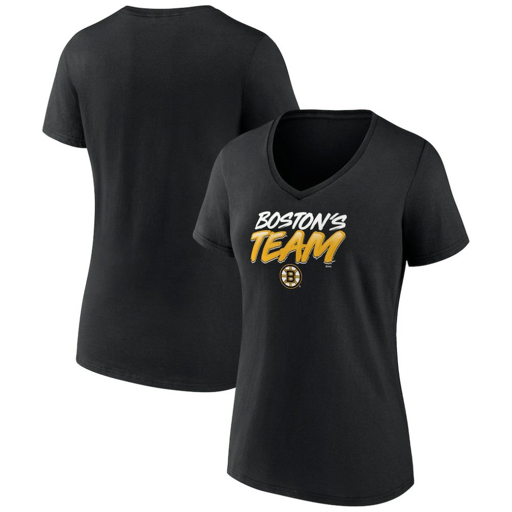 Boston Bruins Women's Active Edge V-Neck T-Shirt - Black - NHL
