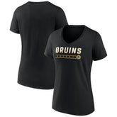 Boston Bruins Women's Primary Play V-Neck T-Shirt - Black - NHL