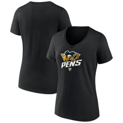 Pittsburgh Penguins Women's Active Edge V-Neck T-Shirt - Black - NHL