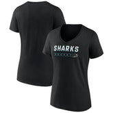 San Jose Sharks Women's Primary Play V-Neck T-Shirt - Black - NHL