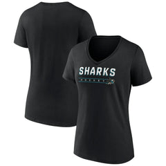 San Jose Sharks Women's Primary Play V-Neck T-Shirt - Black - NHL