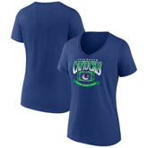 Vancouver Canucks Women's Slapshot V-Neck T-Shirt - Blue - NHL