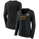 Boston Bruins Women's Forge Long Sleeve V-Neck T-Shirt - Black - NHL