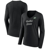 Dallas Stars Women's Forge Long Sleeve V-Neck T-Shirt - Black - NHL