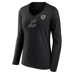 Los Angeles Kings Women's Forge Long Sleeve V-Neck T-Shirt - Black - NHL
