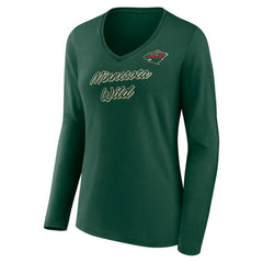Minnesota Wild Women's Forge Long Sleeve V-Neck T-Shirt - Green - NHL
