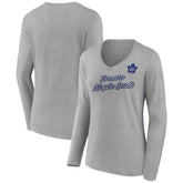Toronto Maple Leafs Women's Forge Long Sleeve V-Neck T-Shirt - Heathered Gray - NHL