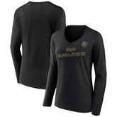 Vegas Golden Knights Women's Forge Long Sleeve V-Neck T-Shirt - Black - NHL