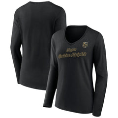 Vegas Golden Knights Women's Forge Long Sleeve V-Neck T-Shirt - Black - NHL